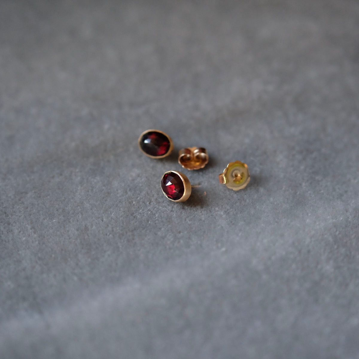 Garnet Oval Rose Cut Stud Earrings (Copy)