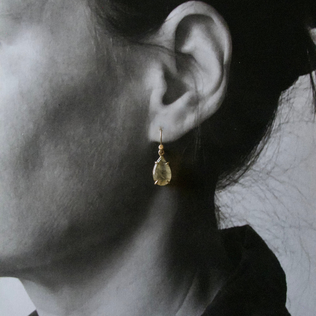 Pear Shape Dendritic Quartz Earrings