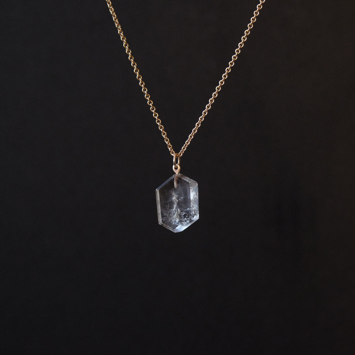 Slab Quartz Pendant on 14K Chain
