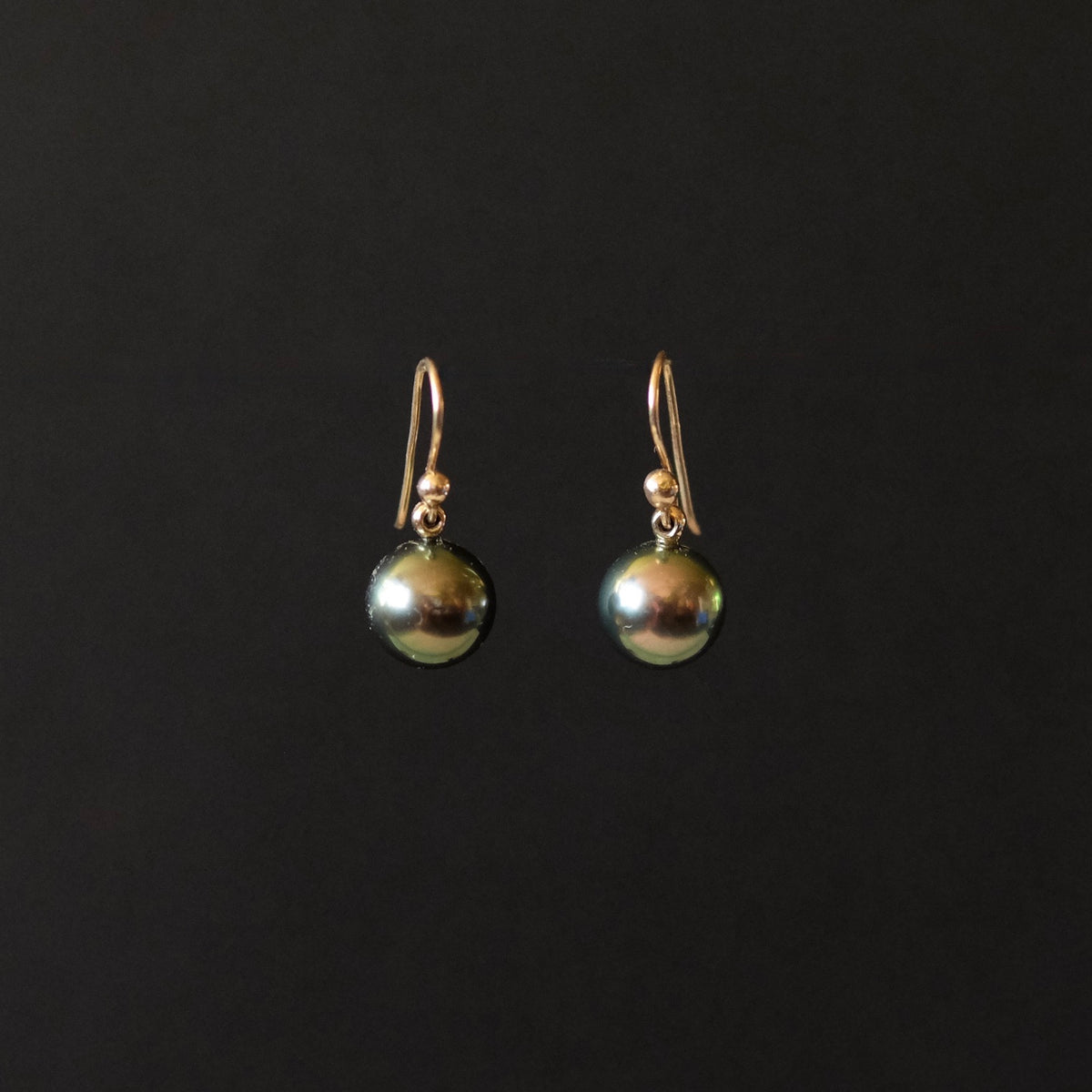 Tahitian Pearl Drop Earrings with 14K Gold