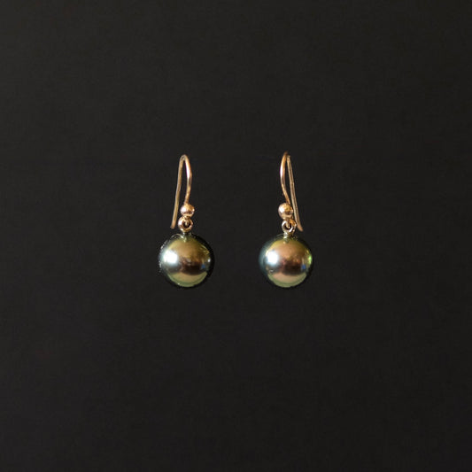 Tahitian Pearl Drop Earrings with 14K Gold