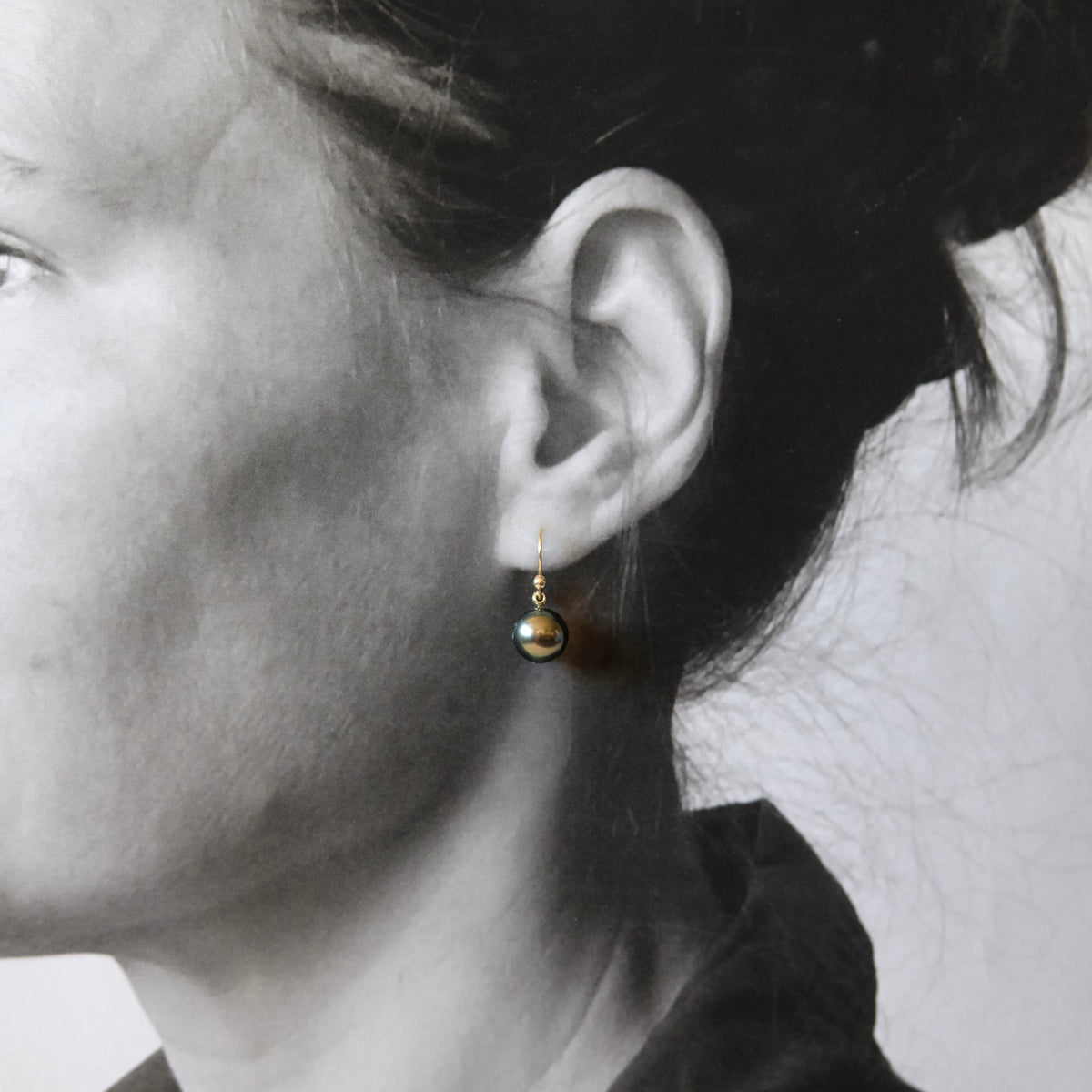 Tahitian Pearl Drop Earrings with 14K Gold