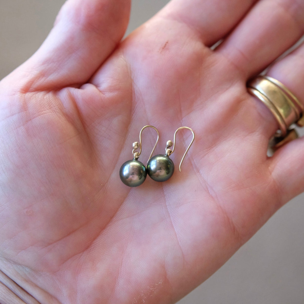 Tahitian Pearl Drop Earrings with 14K Gold