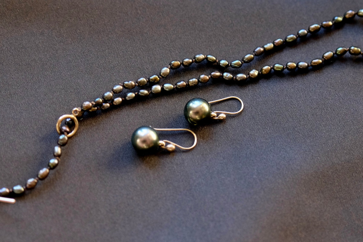 Tahitian Pearl Drop Earrings with 14K Gold