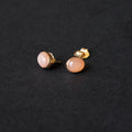 Pink Moonstone Oval Cabochon Stud Earrings