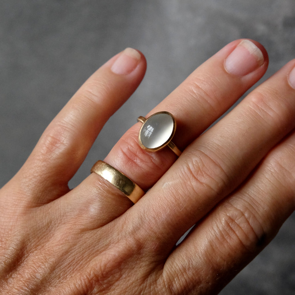 Large Oval Moonstone Cabochon Ring