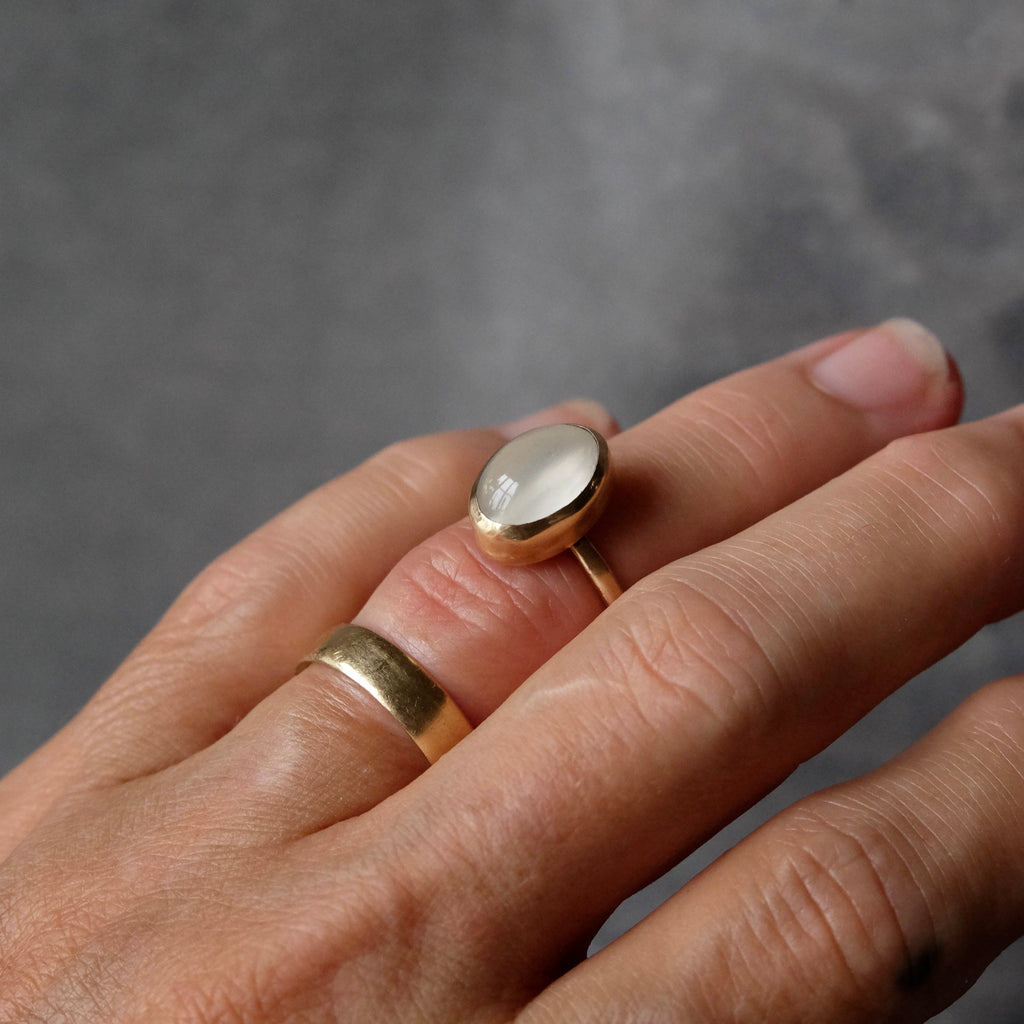Large Oval Moonstone Cabochon Ring