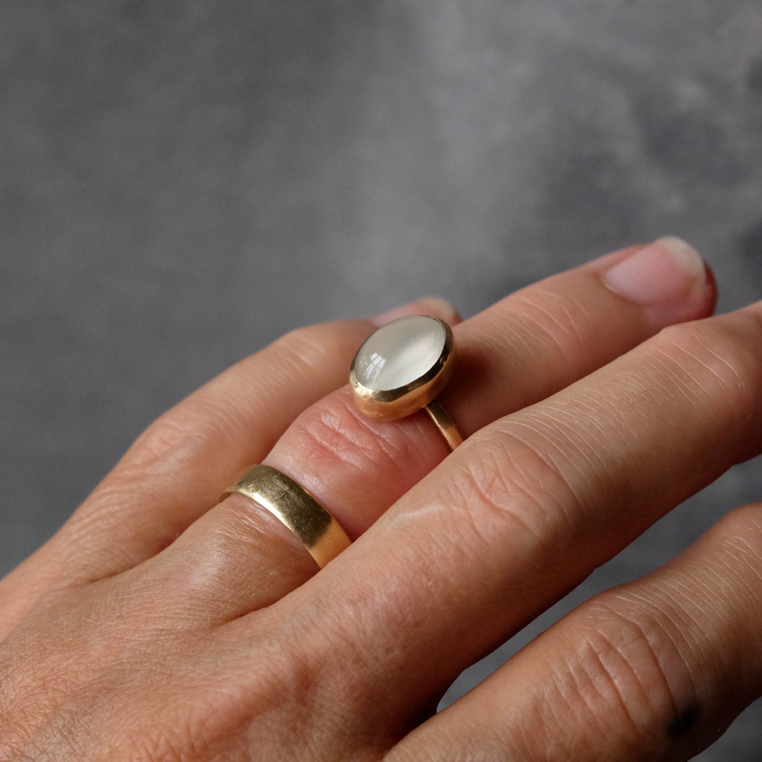 Large Oval Moonstone Cabochon Ring