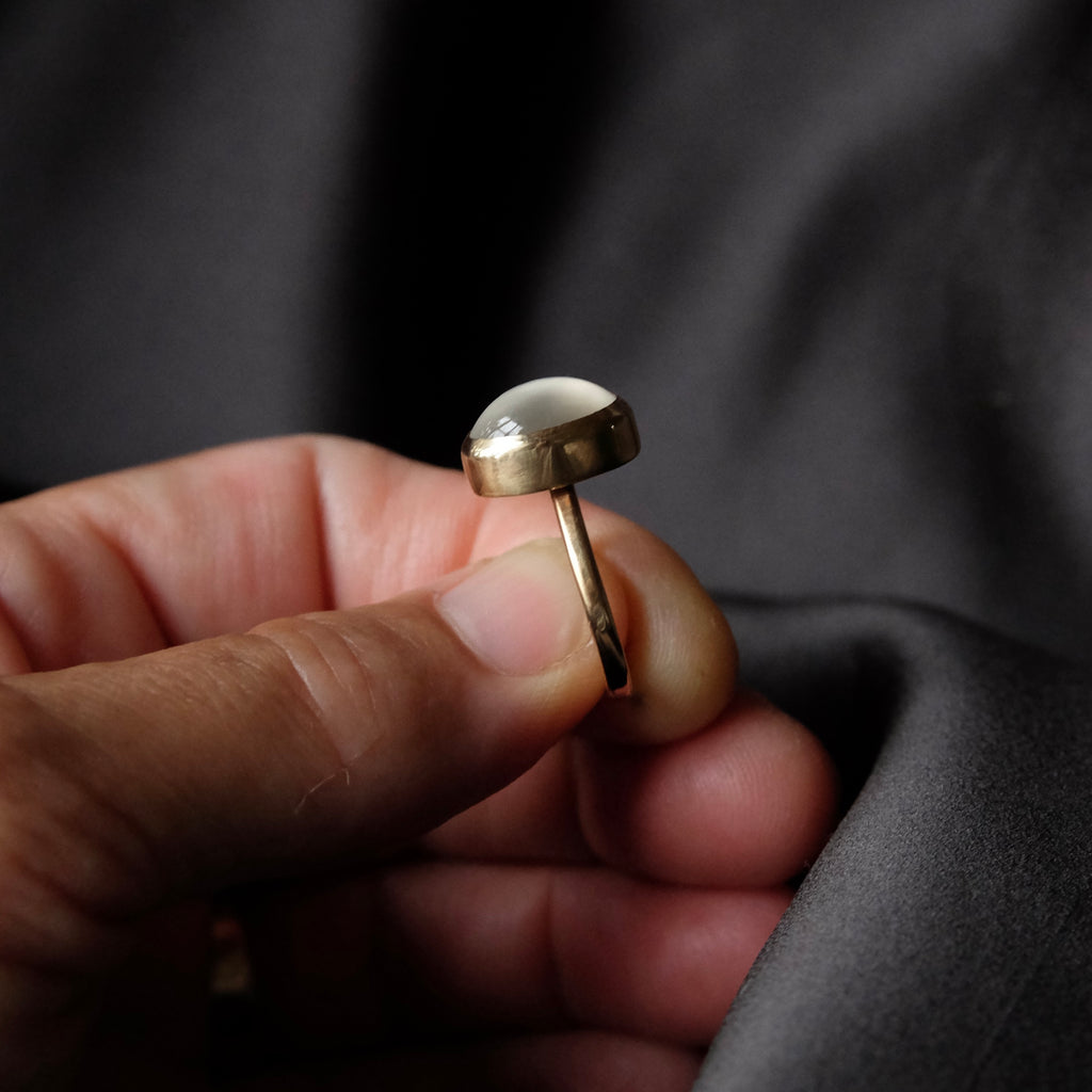 Large Oval Moonstone Cabochon Ring
