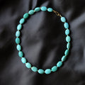 Clear Blue Turquoise Oval Beaded Necklace