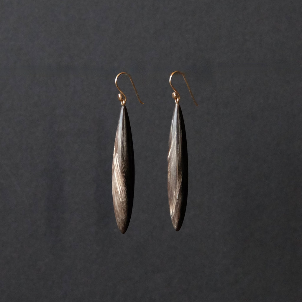 Long Thin Carved Horn Earrings