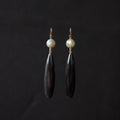 Horn and Labrodorite Long Earrings