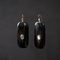 Hand Carved Horn Panel Earrings with Labrodorite