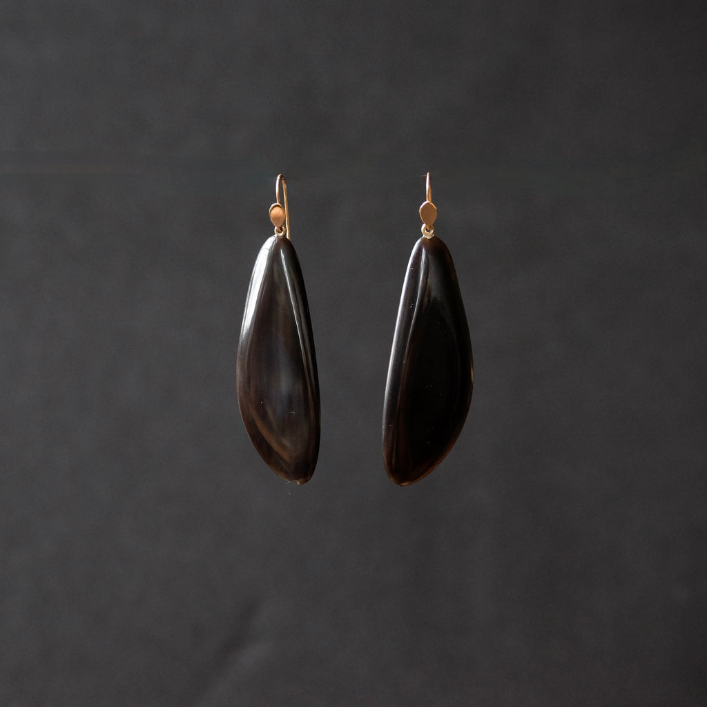Hand Carved Horn Wing Earrings