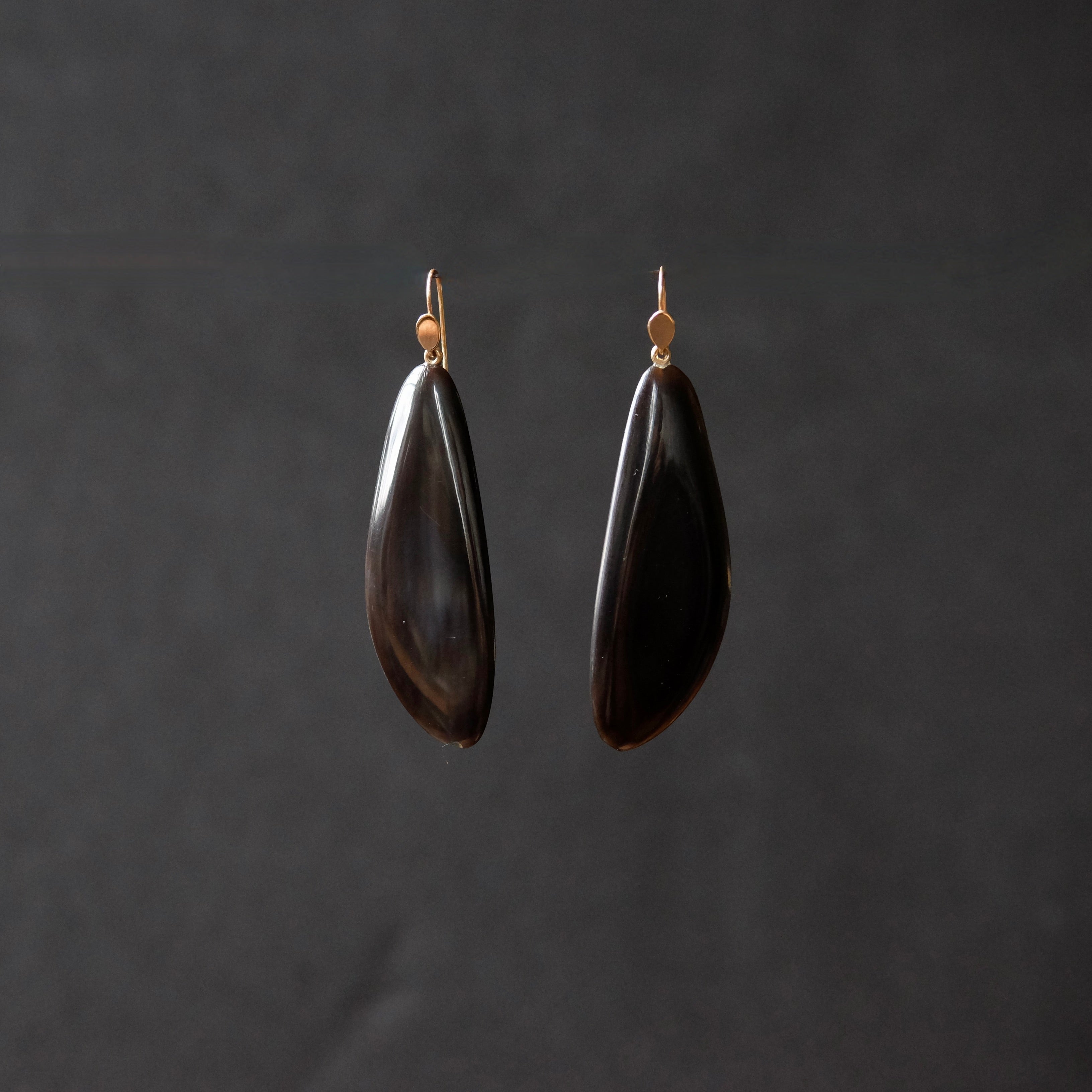 Hand Carved Horn Wing Earrings