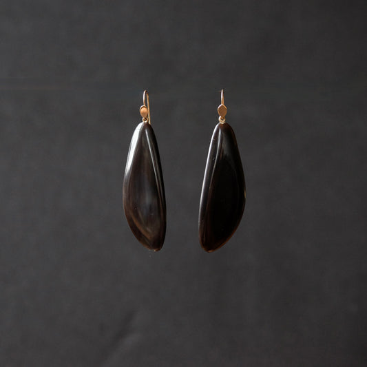 Hand Carved Horn Wing Earrings