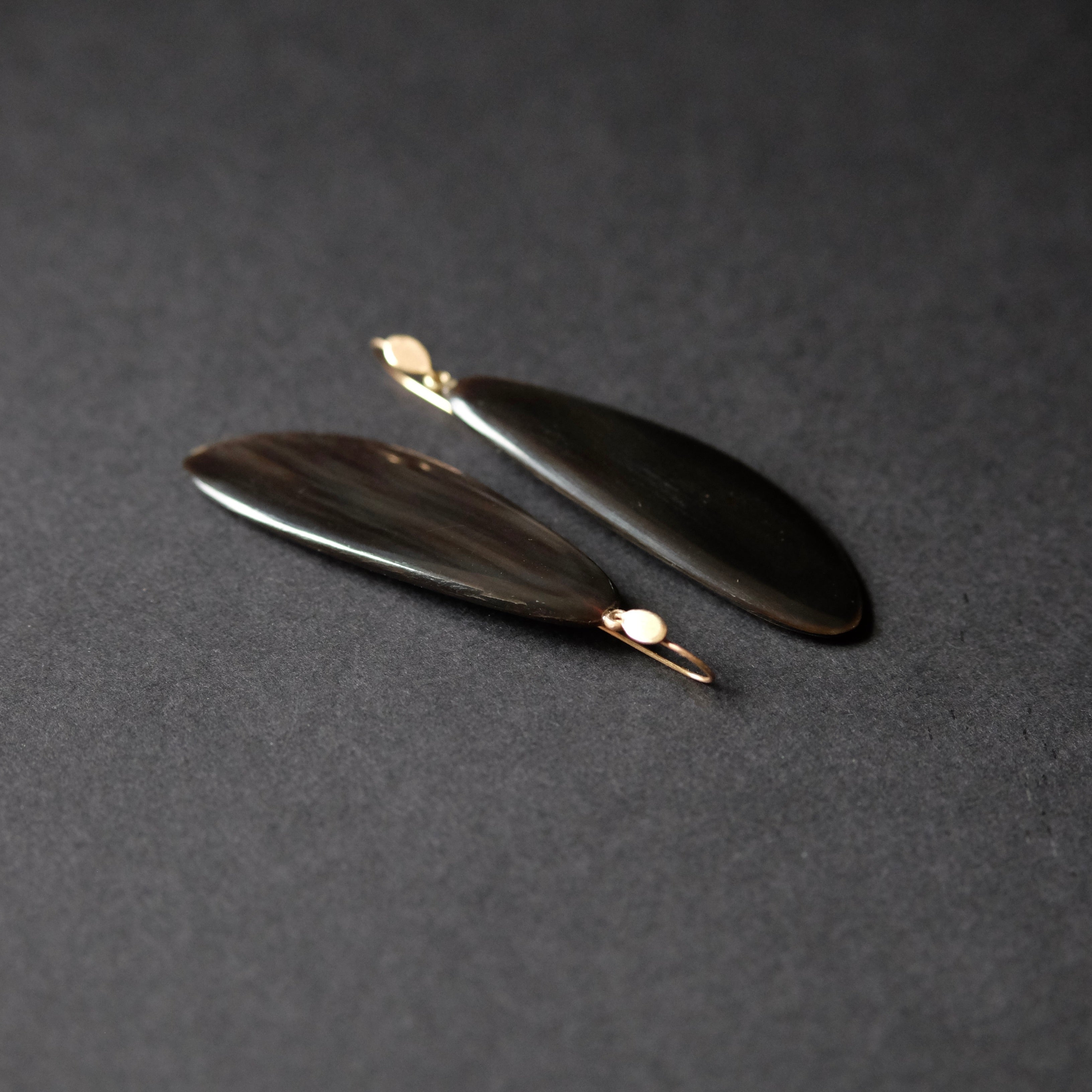 Hand Carved Horn Wing Earrings