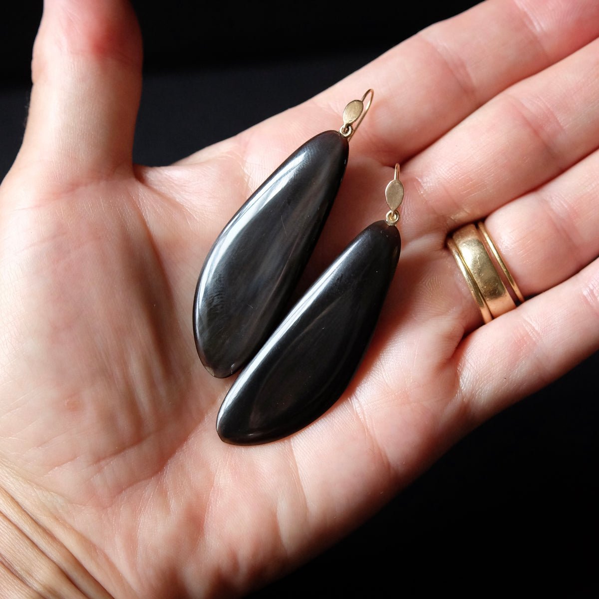 Hand Carved Horn Wing Earrings
