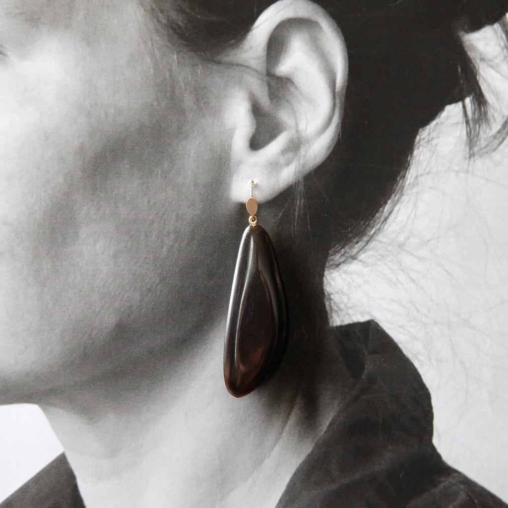 Hand Carved Horn Wing Earrings