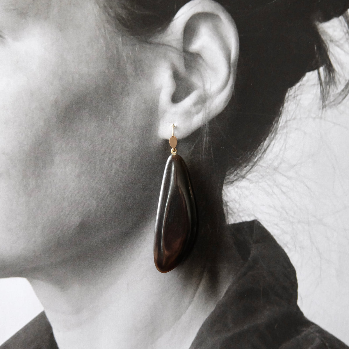 Hand Carved Horn Wing Earrings
