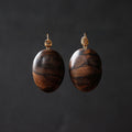Hand Carved Oval Wood Earrings