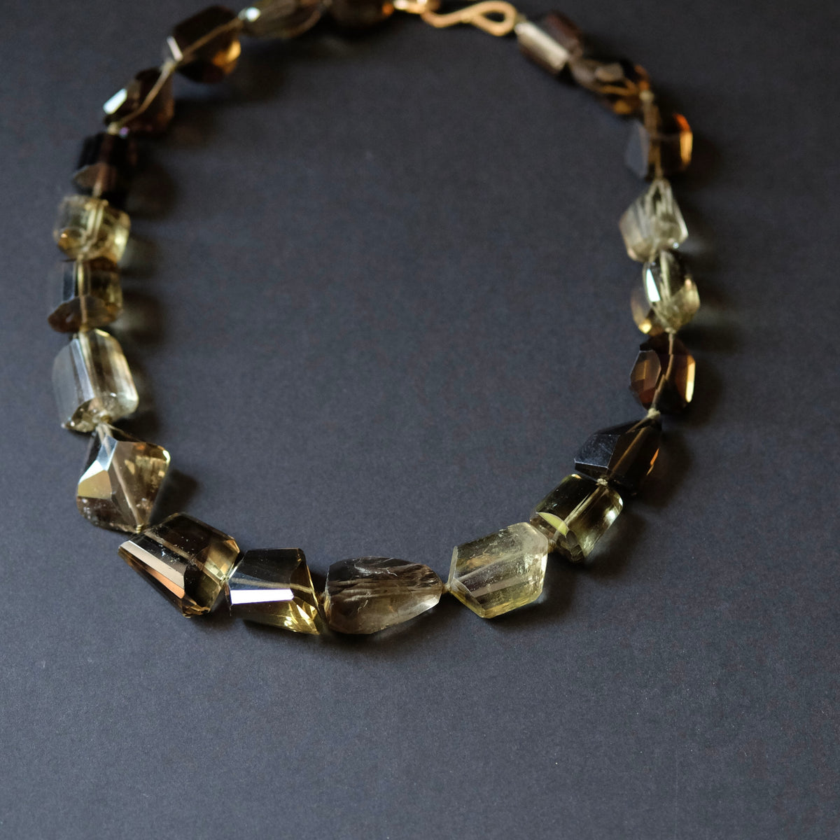Citrine & Smoky Quartz Chunky Bead Necklace