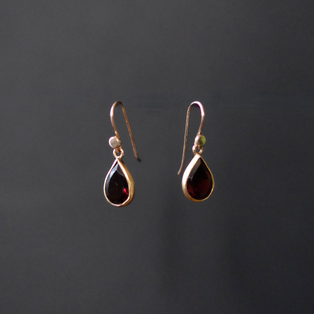 Pear Cut Faceted Garnet Earrings