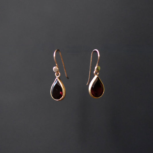 Pear Cut Faceted Garnet Earrings