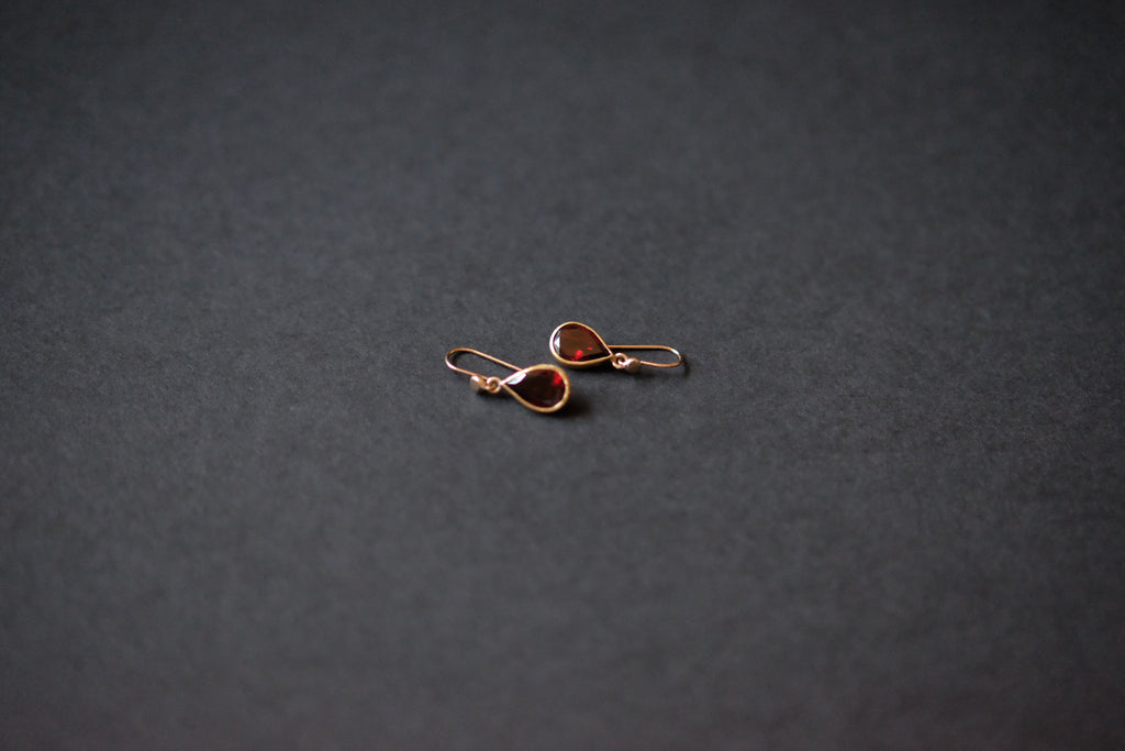 Pear Cut Faceted Garnet Earrings