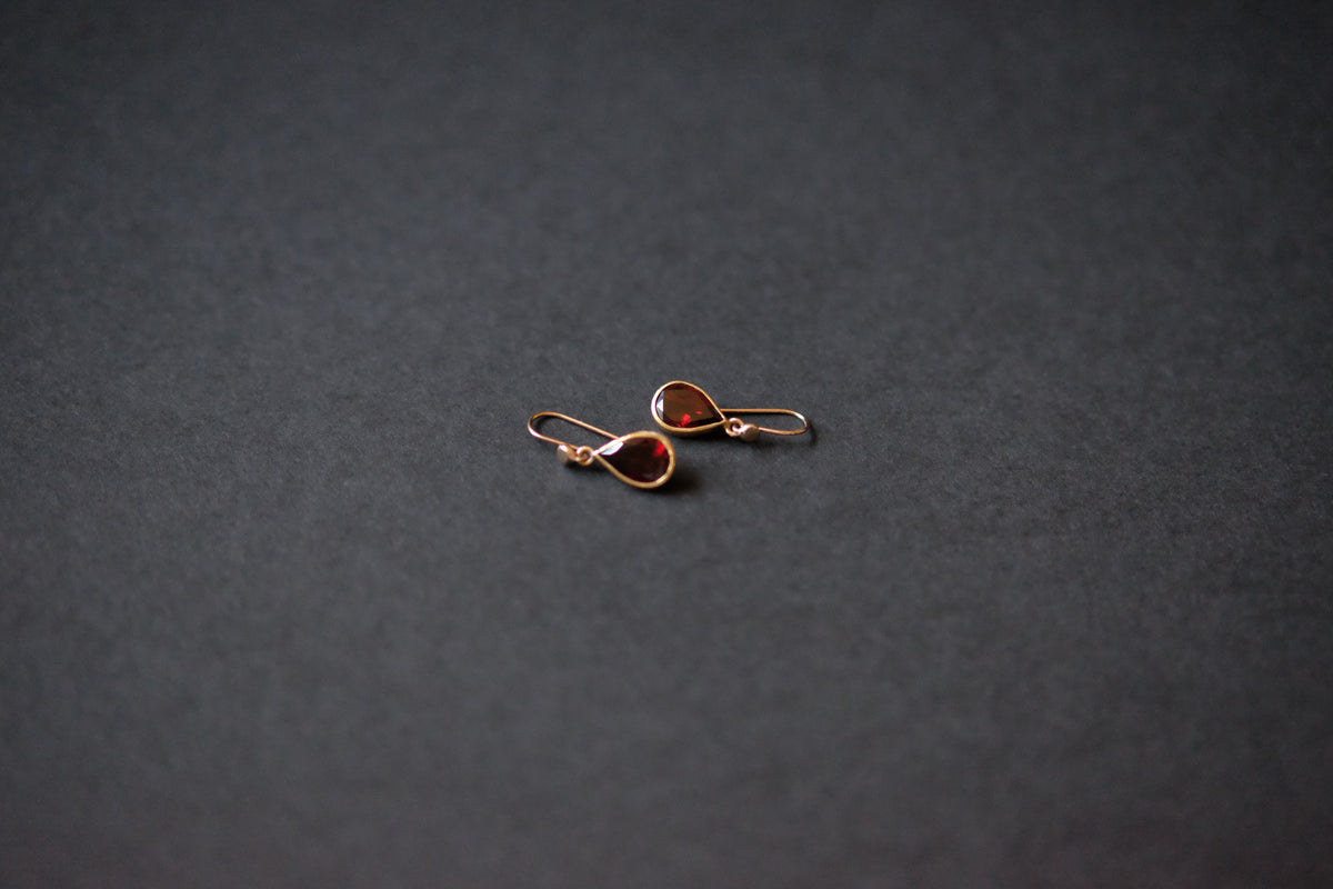 Pear Cut Faceted Garnet Earrings