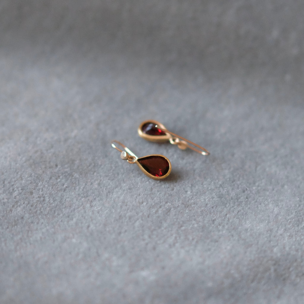 Pear Cut Faceted Garnet Earrings