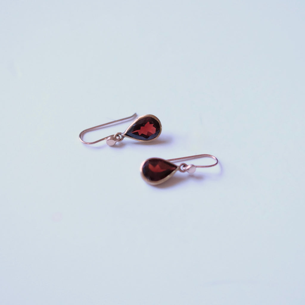 Pear Cut Faceted Garnet Earrings