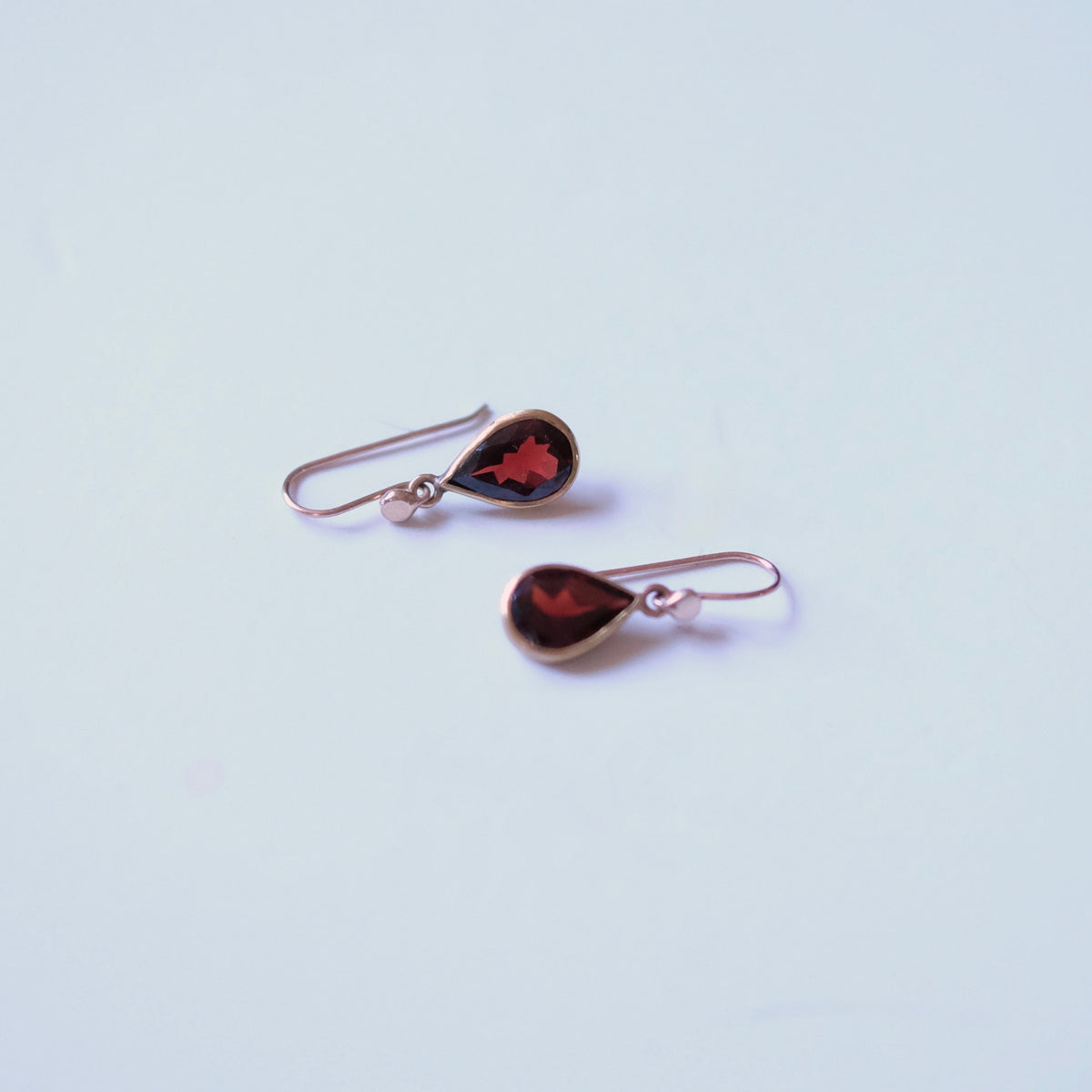 Pear Cut Faceted Garnet Earrings