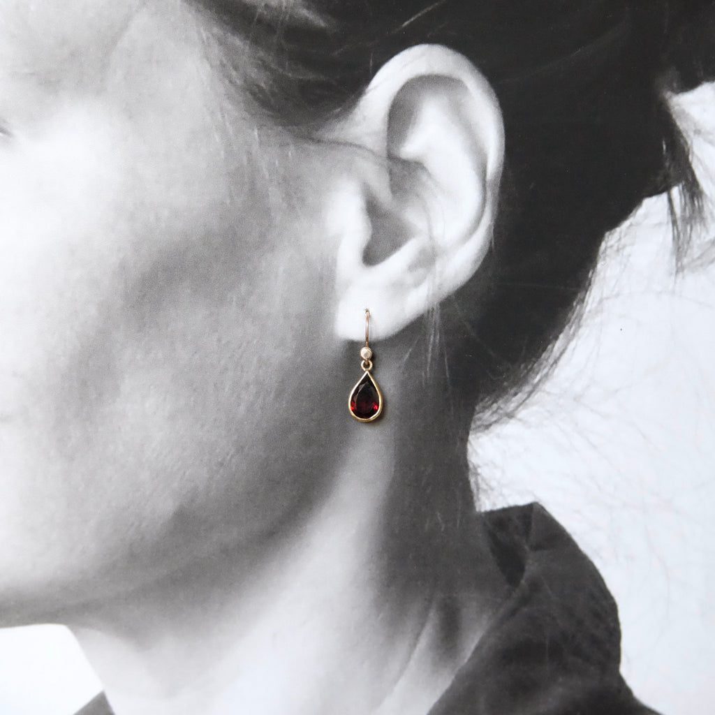 Pear Cut Faceted Garnet Earrings