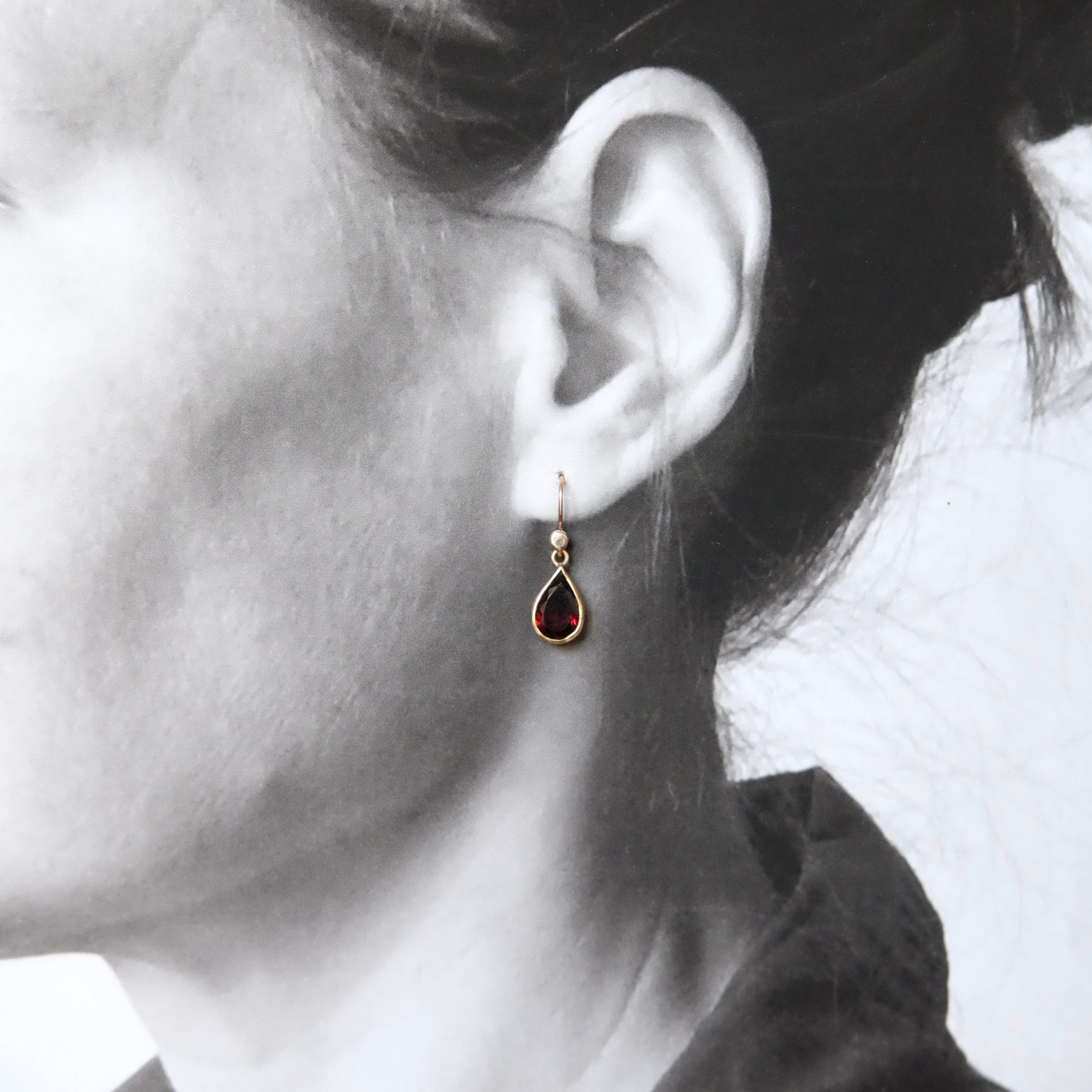 Pear Cut Faceted Garnet Earrings