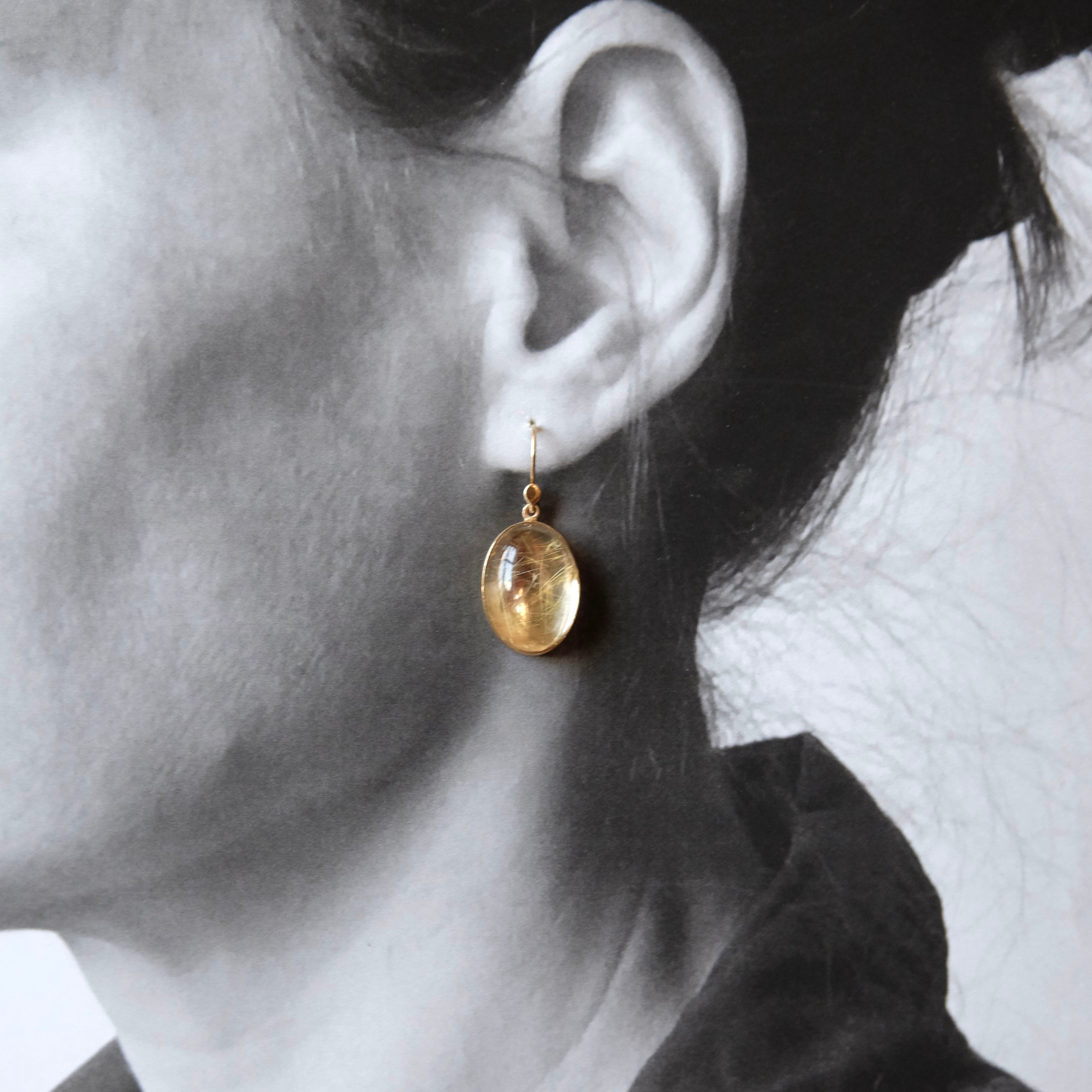 Rutilated Quartz Oval Cabochon Earrings