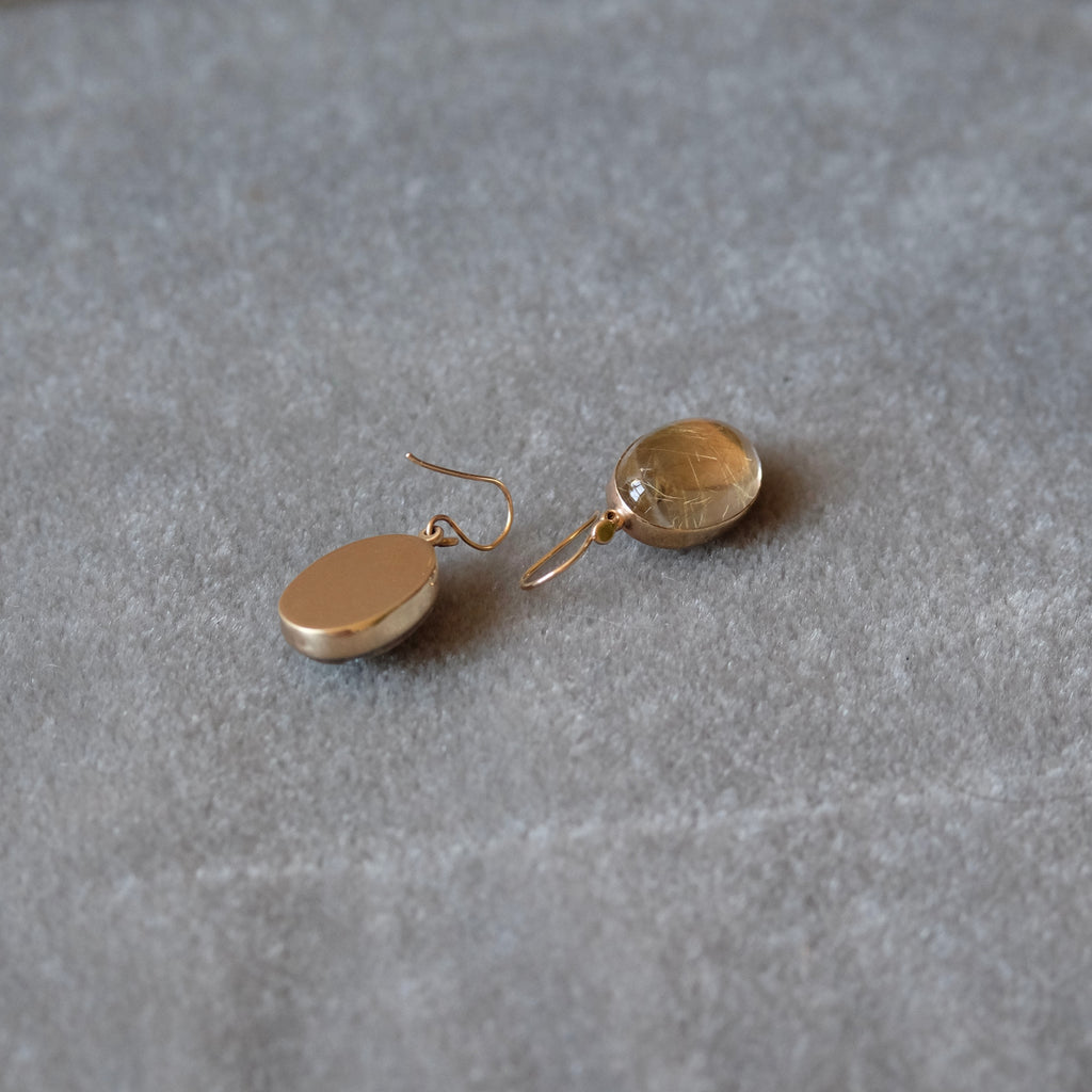Rutilated Quartz Oval Cabochon Earrings