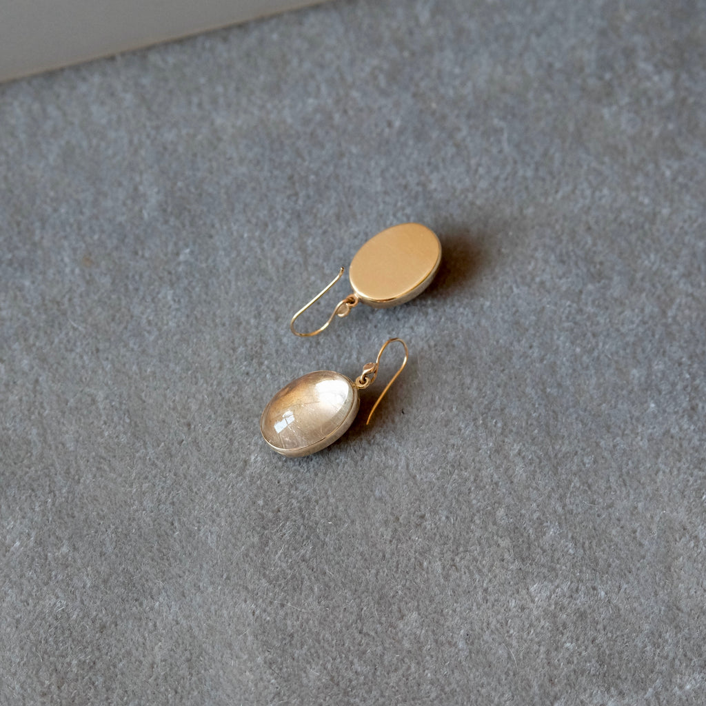 Rutilated Quartz Oval Cabochon Earrings