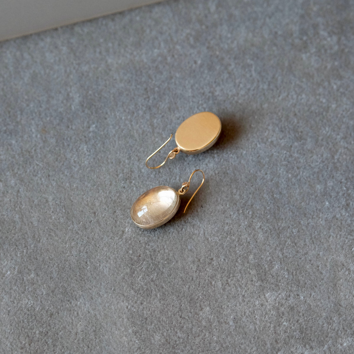 Rutilated Quartz Oval Cabochon Earrings
