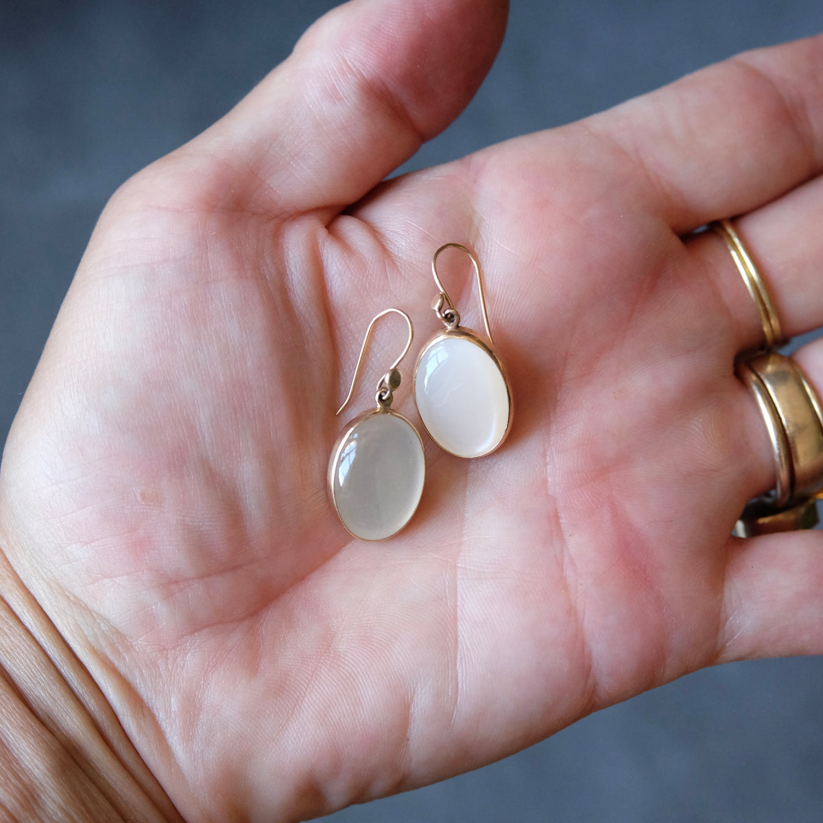 Moonstone Oval Cabochon Earrings