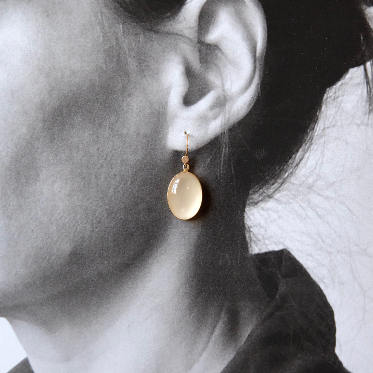 Moonstone Oval Cabochon Earrings