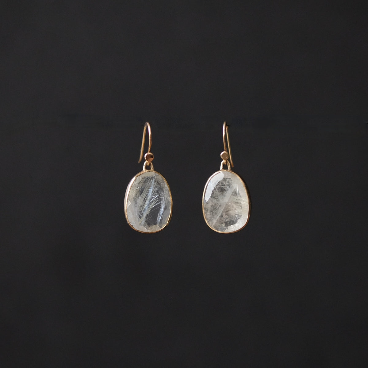 Faceted Rutilated Quartz Bezel Set Earrings