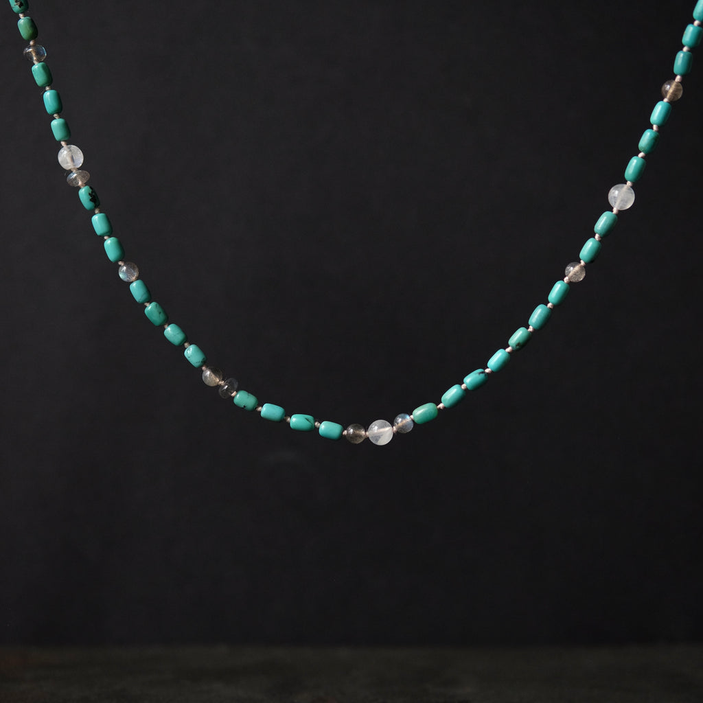 Turquoise Beaded Choker with Moonstone and Labrodorite