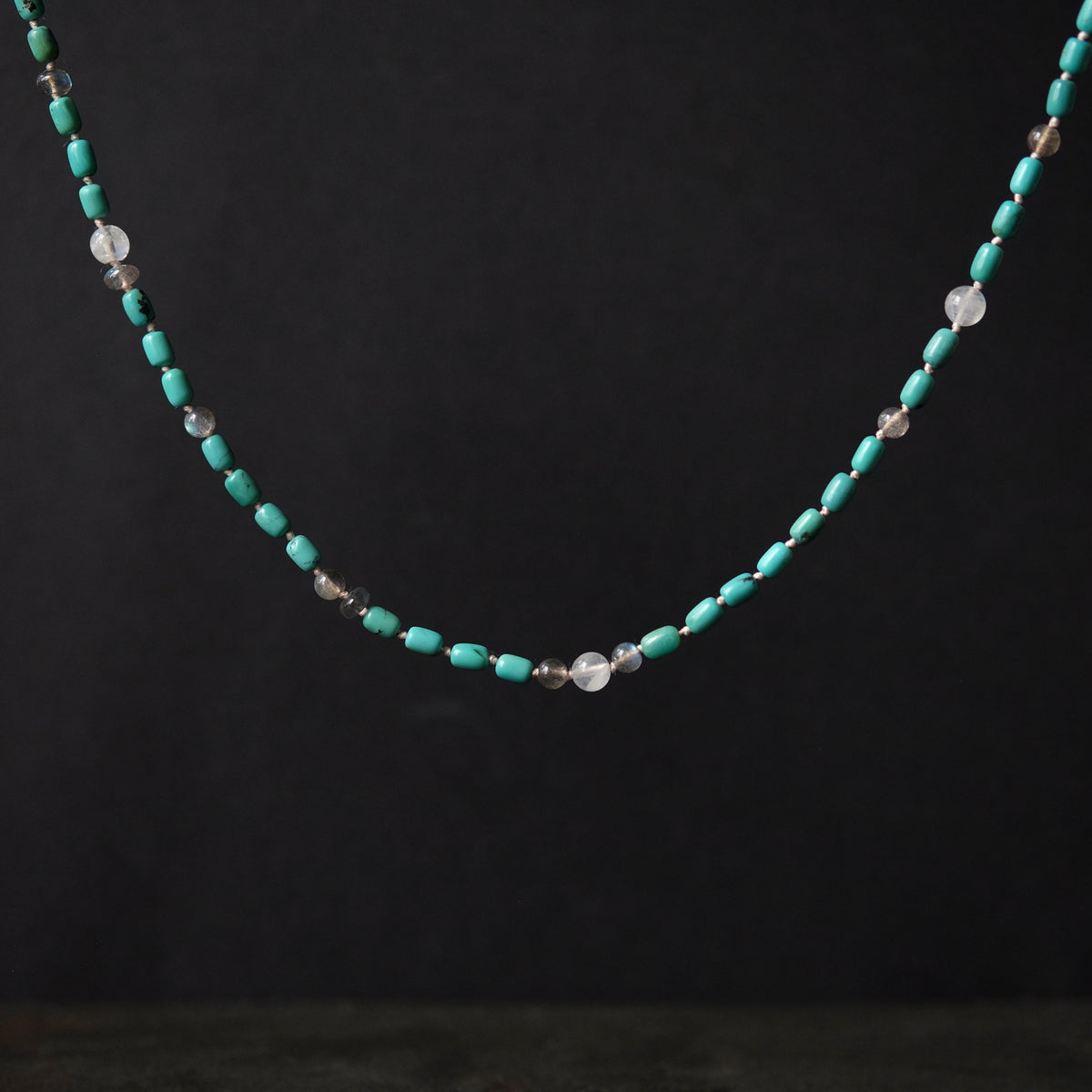 Turquoise Beaded Choker with Moonstone and Labrodorite