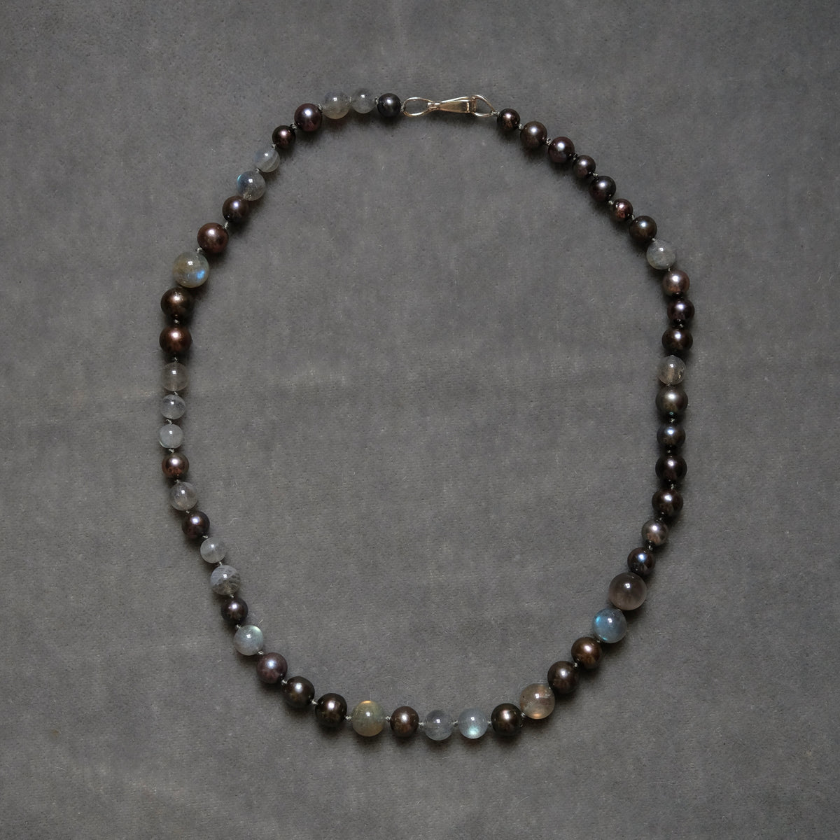 Black Pearl and Labradorite Beaded Necklace