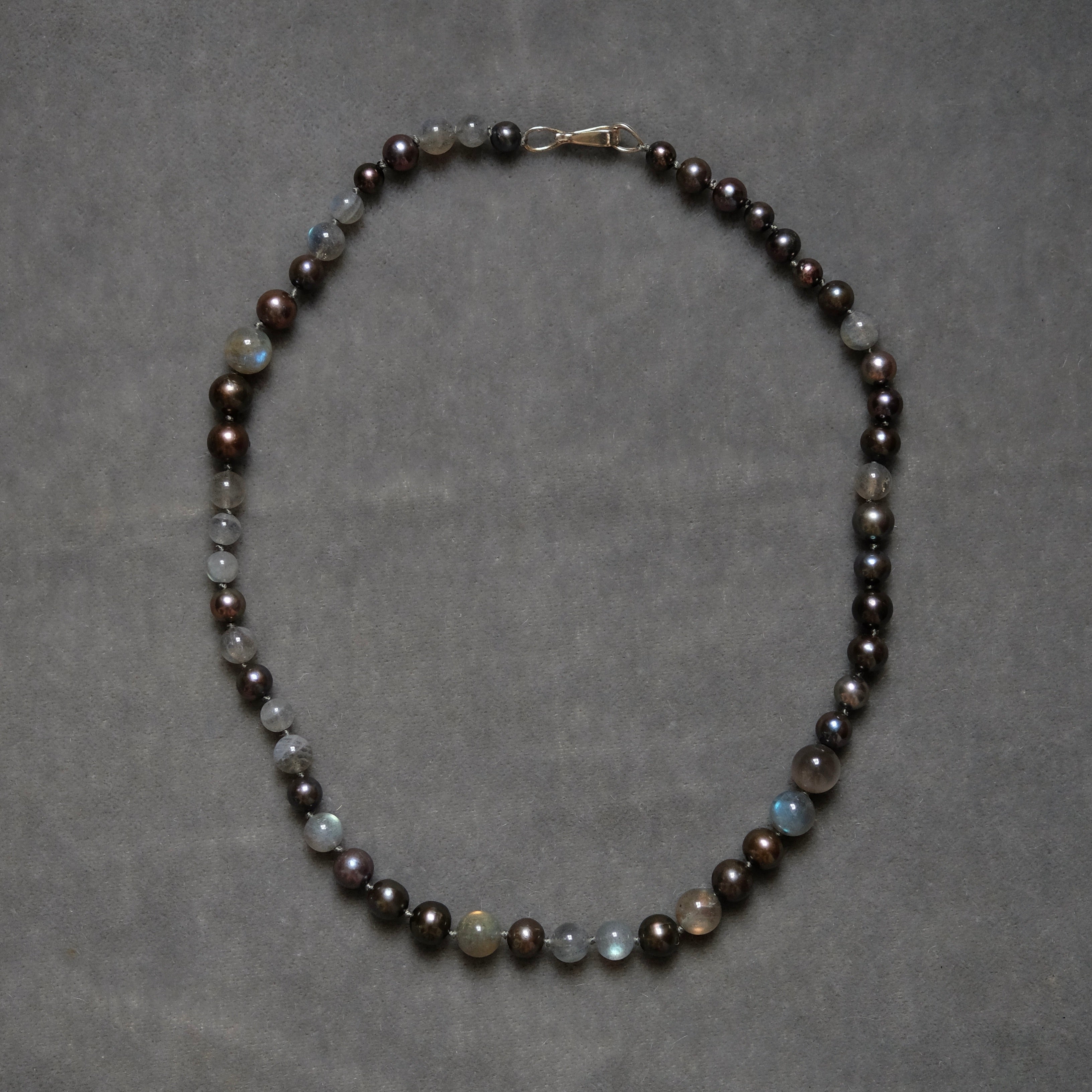 Black Pearl and Labrodorite Beaded Necklace