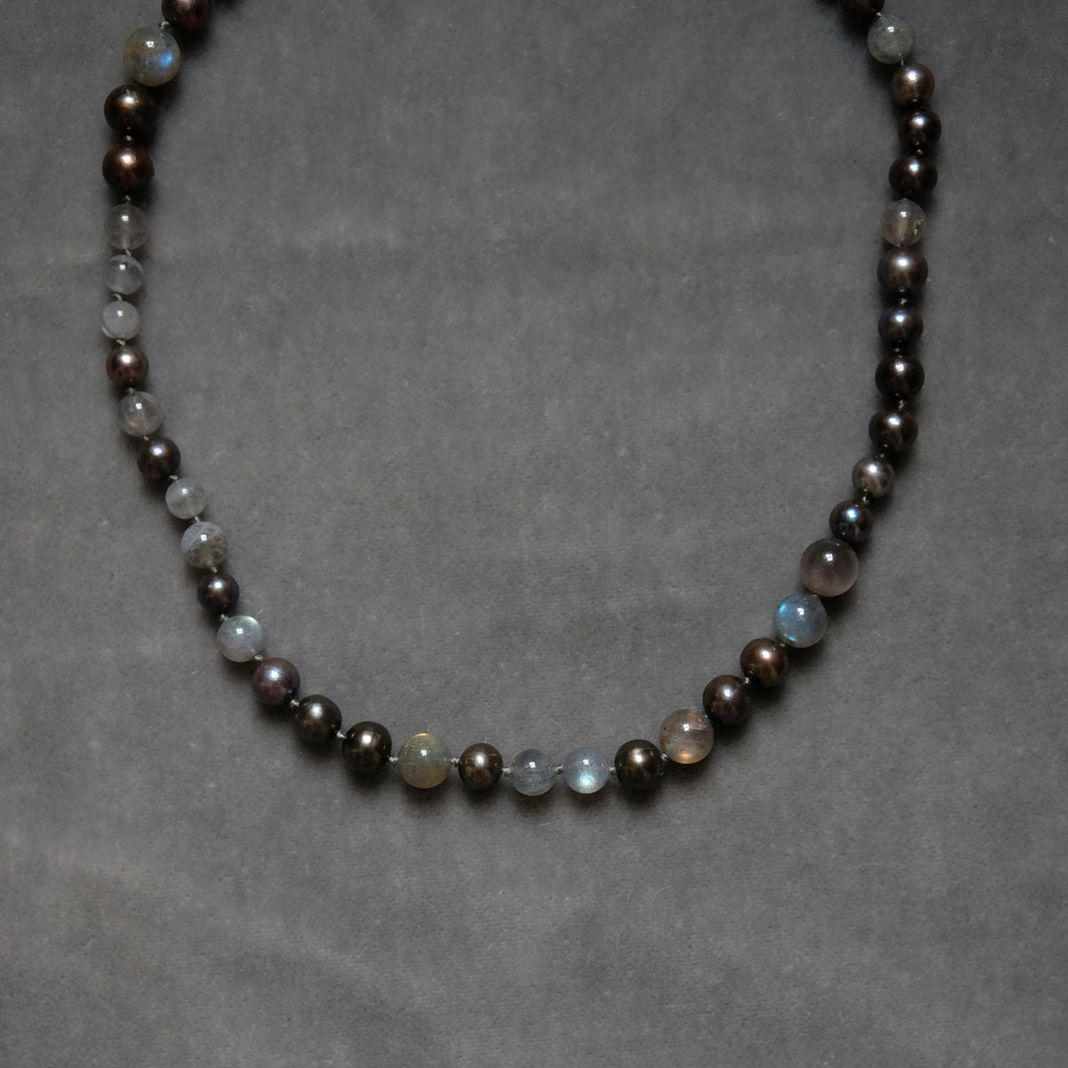 Black Pearl and Labradorite Beaded Necklace
