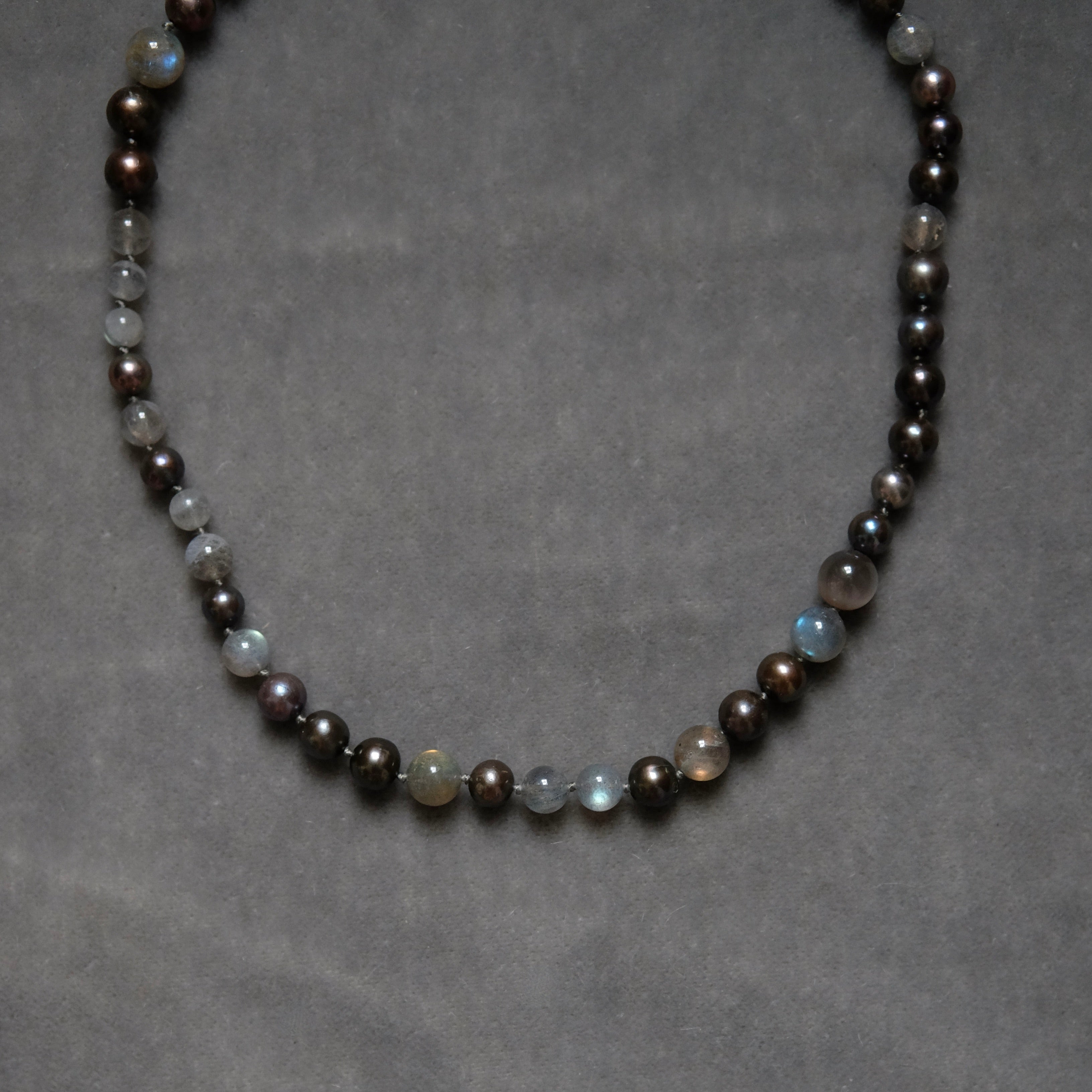 Black Pearl and Labrodorite Beaded Necklace
