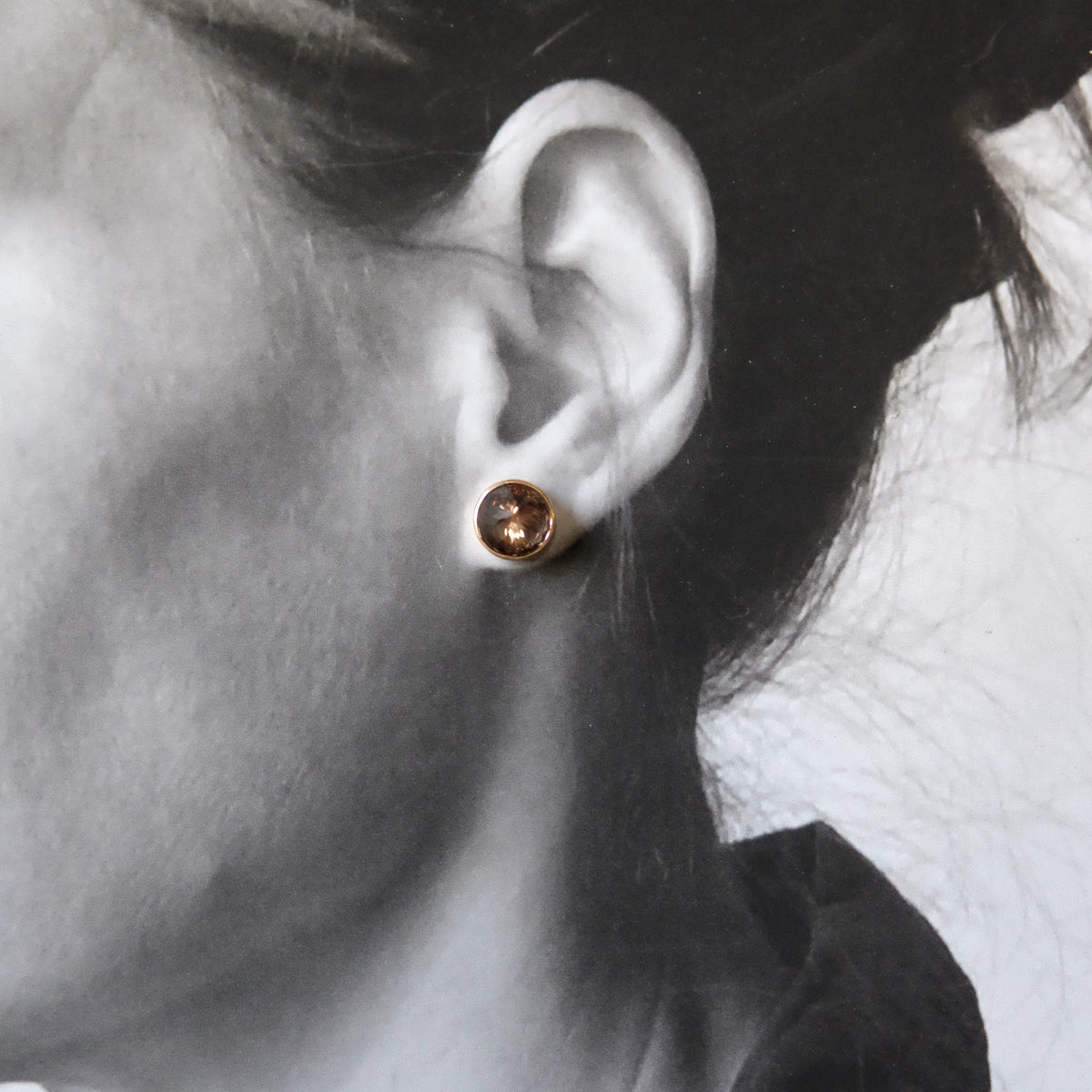Faceted Smoky Quartz Stud Earrings in 14k