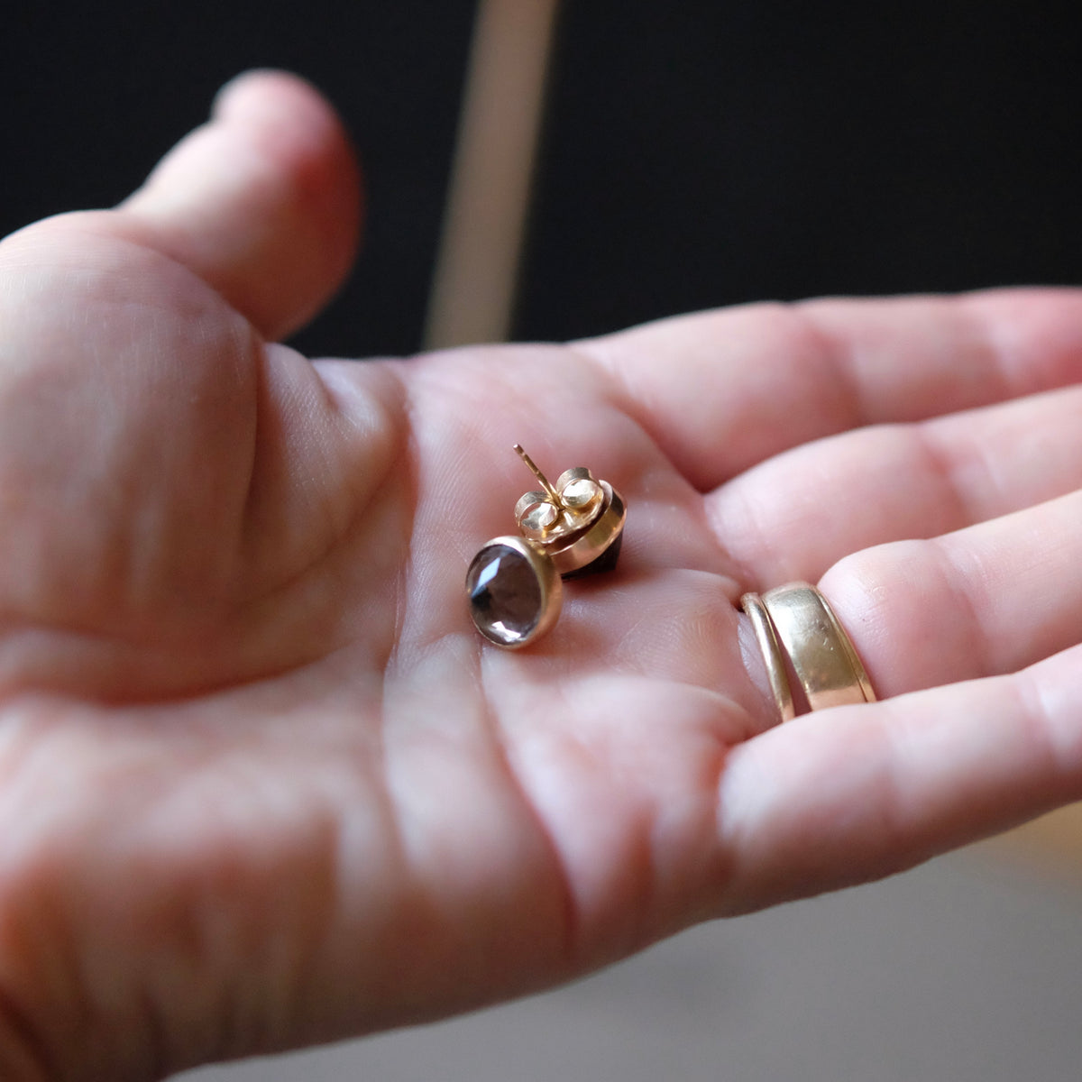 Faceted Smoky Quartz Stud Earrings in 14k